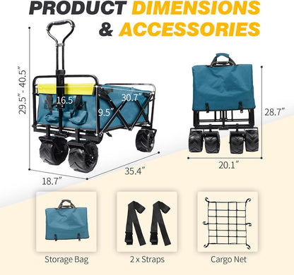 IFAST Collapsible Wagon Cart with Cargo Net and Straps