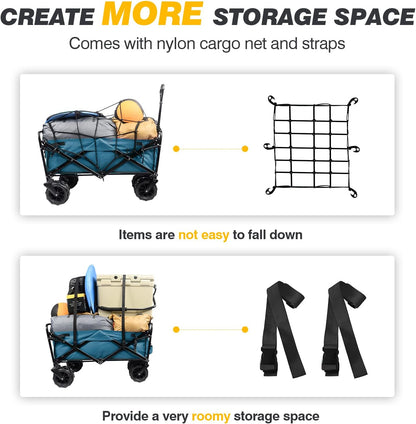 IFAST Collapsible Wagon Cart with Cargo Net and Straps