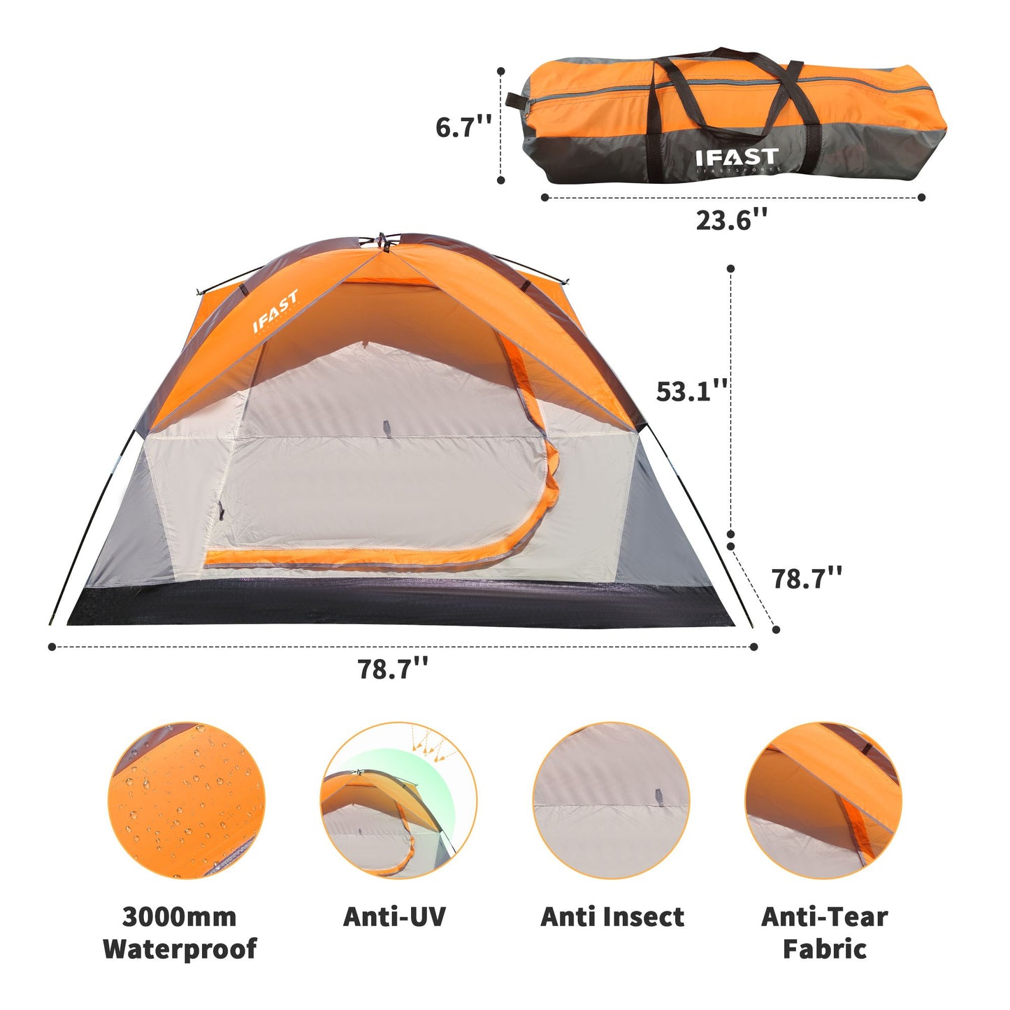 orange camping tent specification